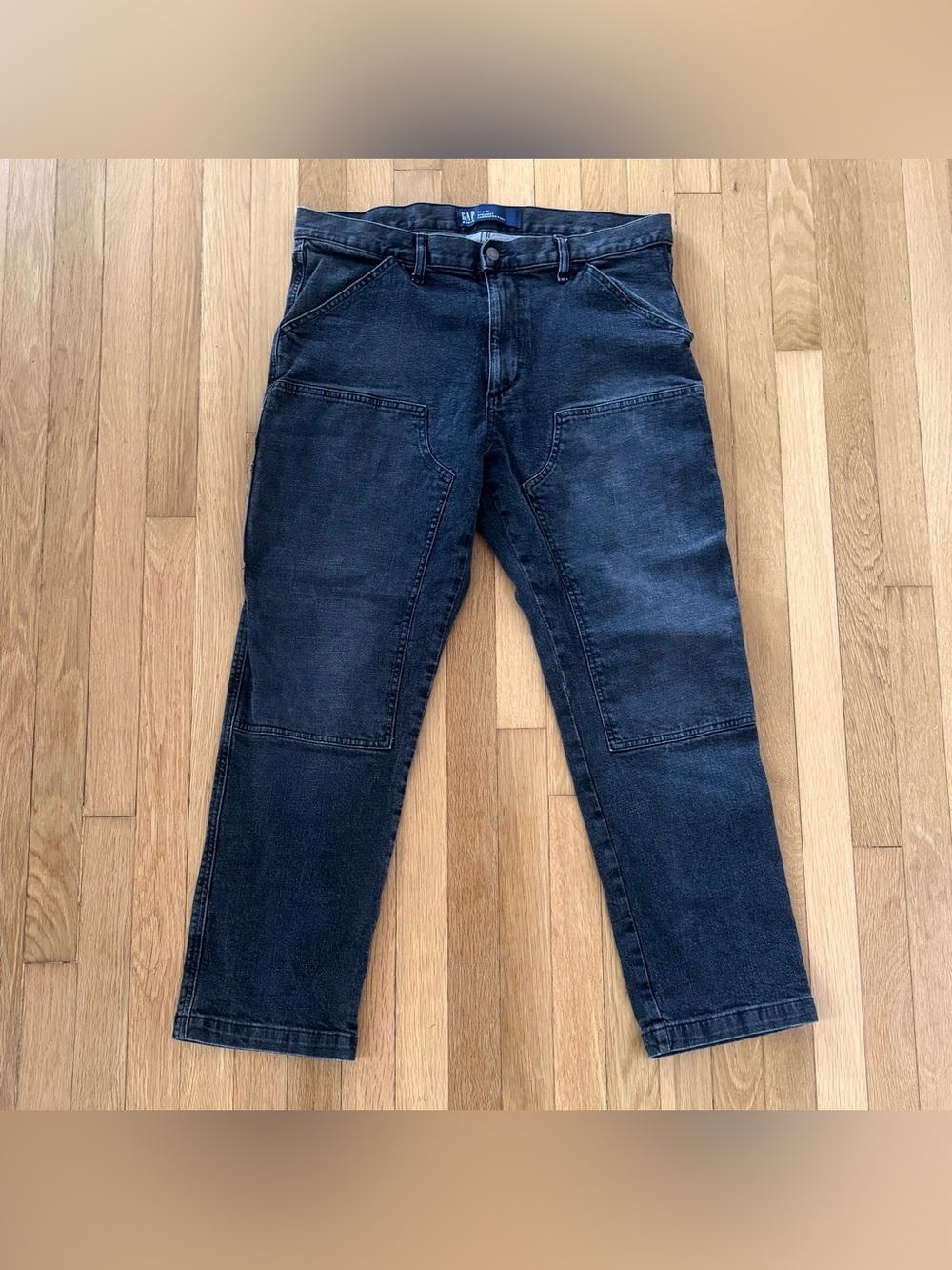 Gap Double Knee Carpenter Jeans Black Faded 34x30 Straight